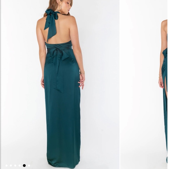 show me your mumu halter maxi dress emerald xs - Picture 3 of 11